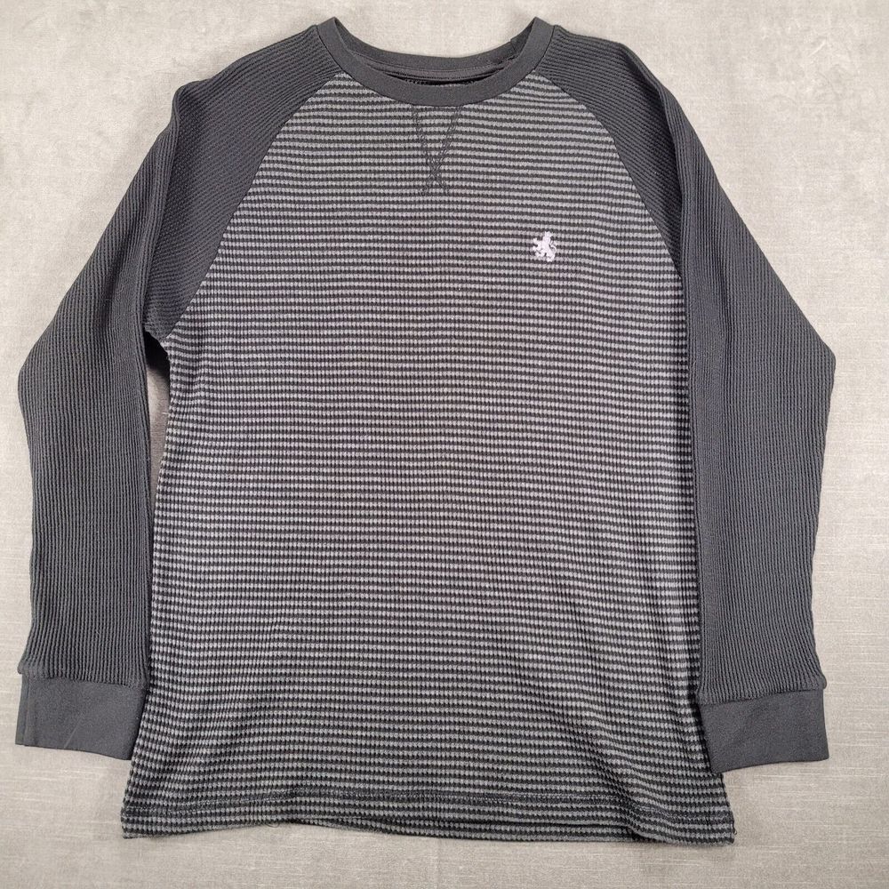 Rugby University Thermal Long Sleeve Black Gray Logo Shirt Mens Size Large